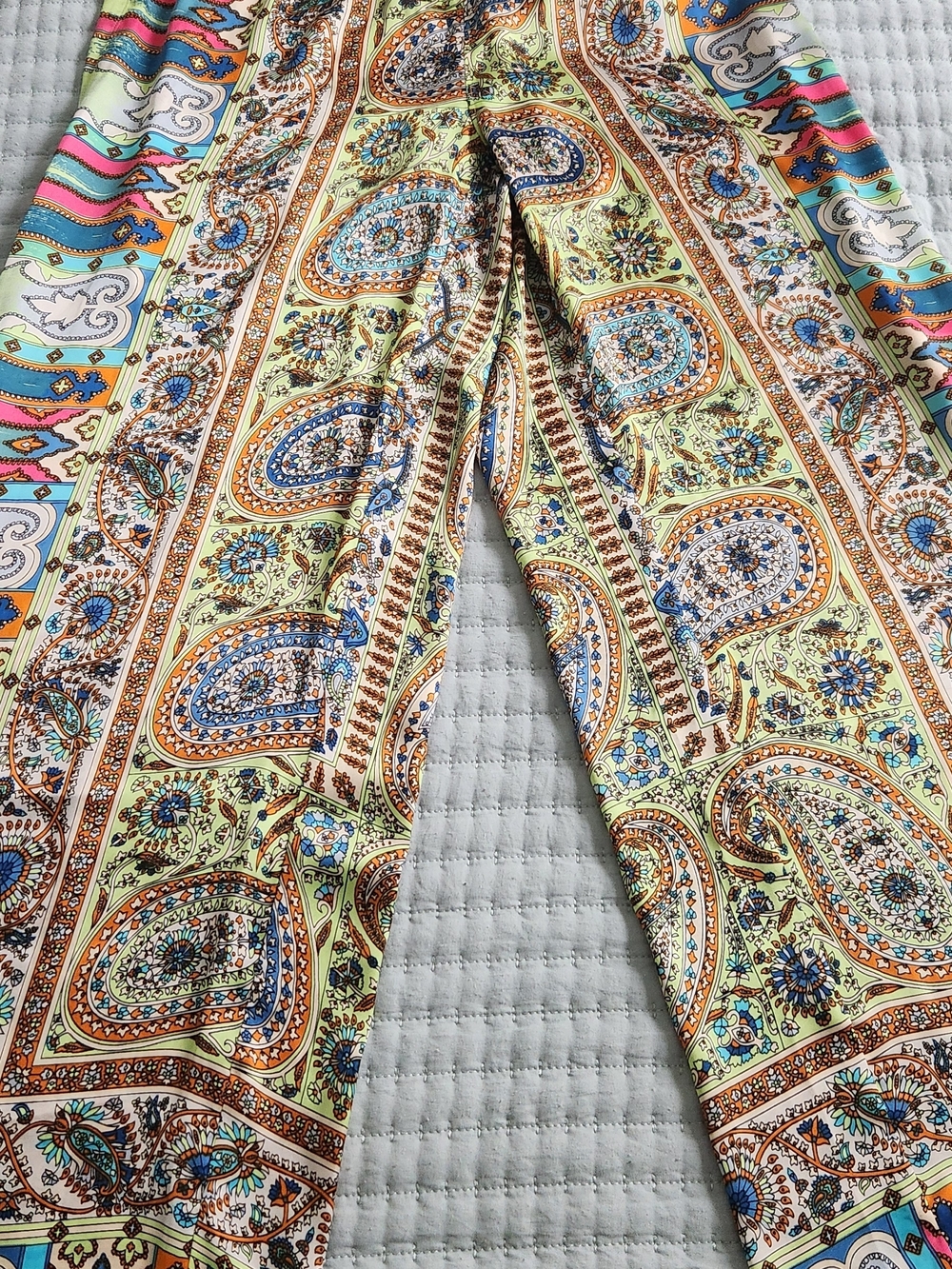 Chico's Paisley Print Wide-Leg Pants in Yellow, Blue, Orange